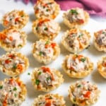 mushroom tartlets served on a marble board