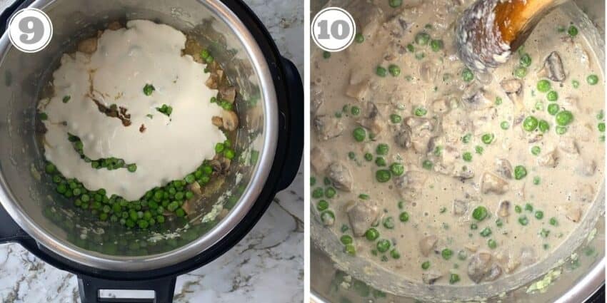 mushroom matar malai in Instant Pot 