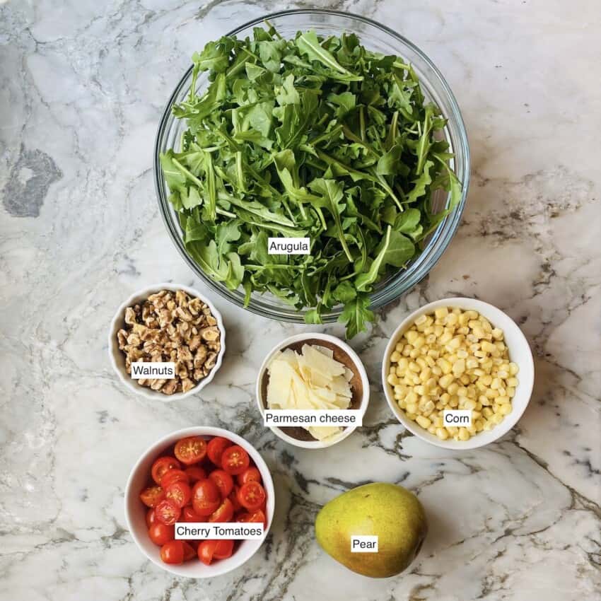 ingredients for arugula salad 