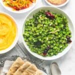 green beans poriyal served with roti, salad, shrikhand, masala