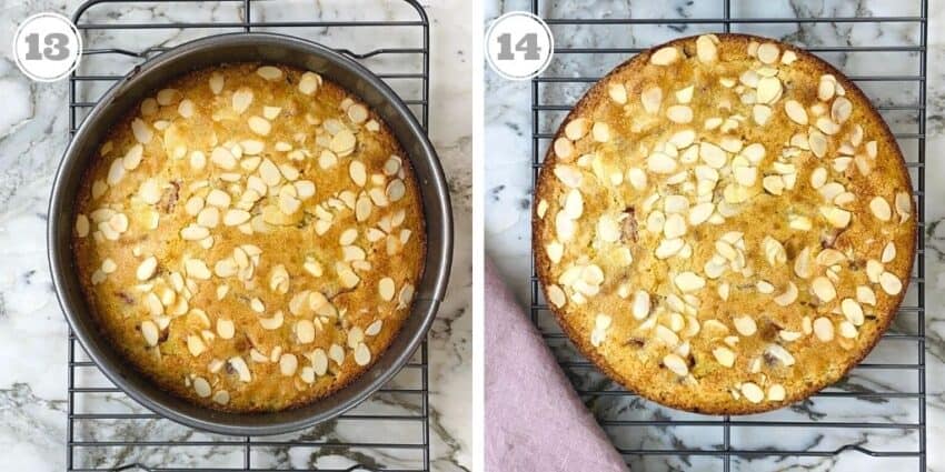 photos thirteen and fourteen showing baked rhubarb orange cardamom cake 
