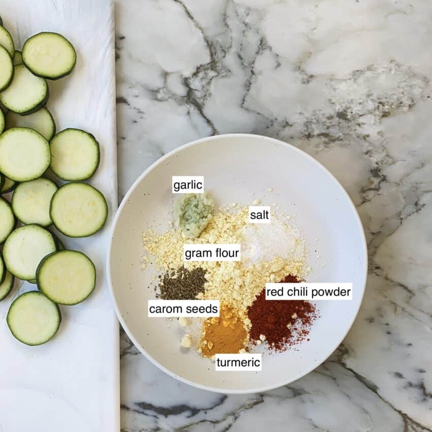 ingredients for air fried zucchini crisps 
