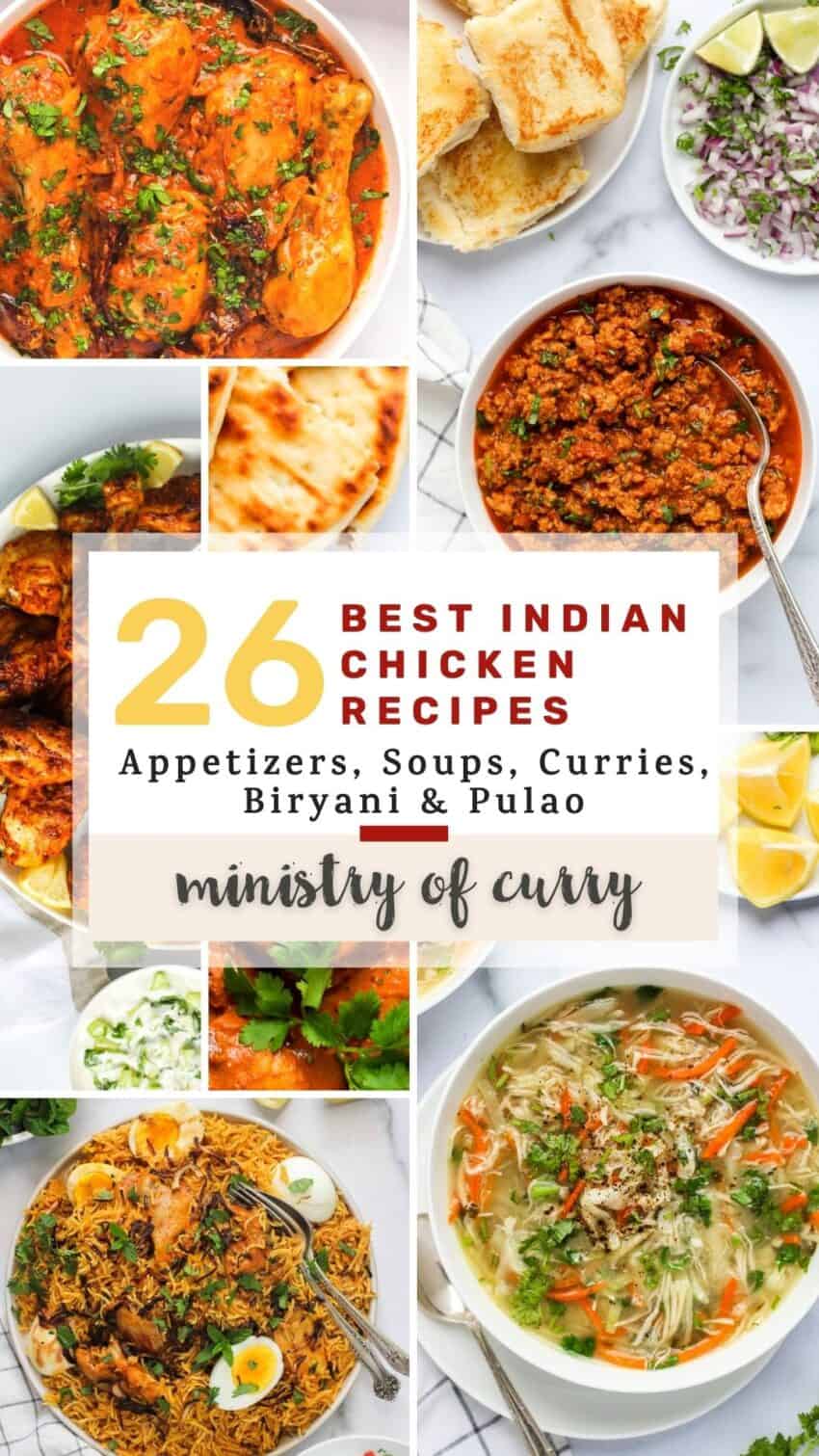 collage of indian chicken recipes
