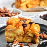 pumpkin bread pudding with powdered sugar