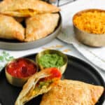 jalapeno cheese samosas with ketchup and chutney