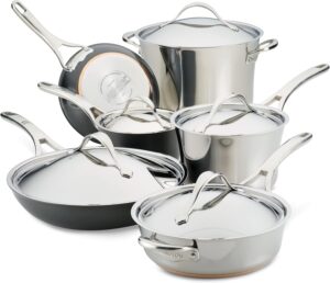 anolon stainless steel and non stick cooking set for indian cooking