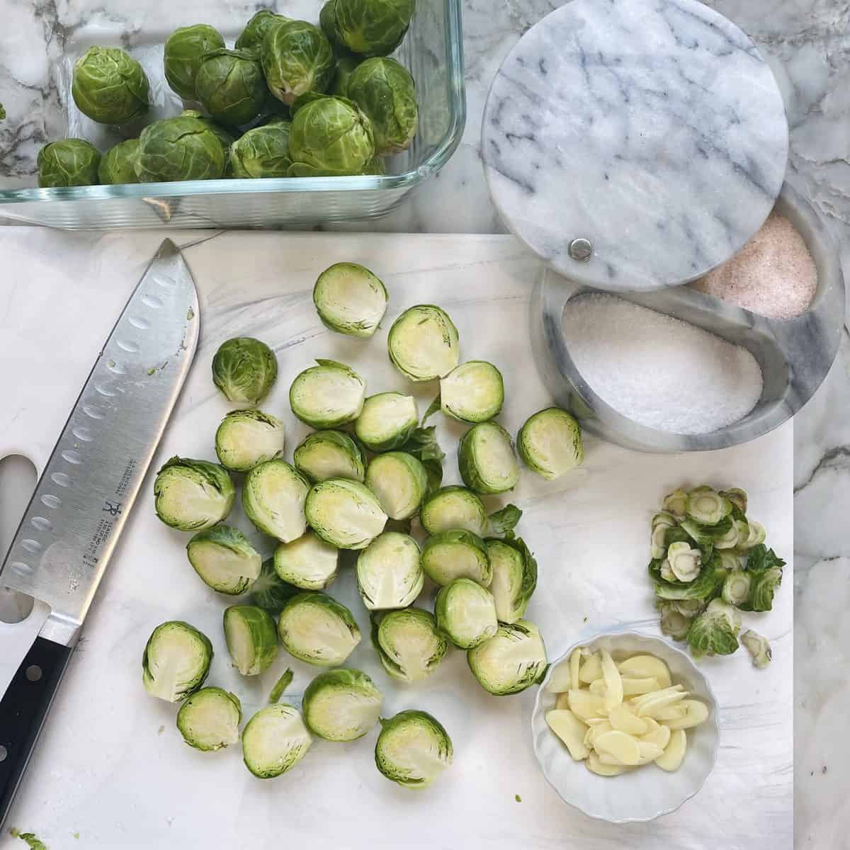 ingredients - brussels sprouts, salt and pepper 