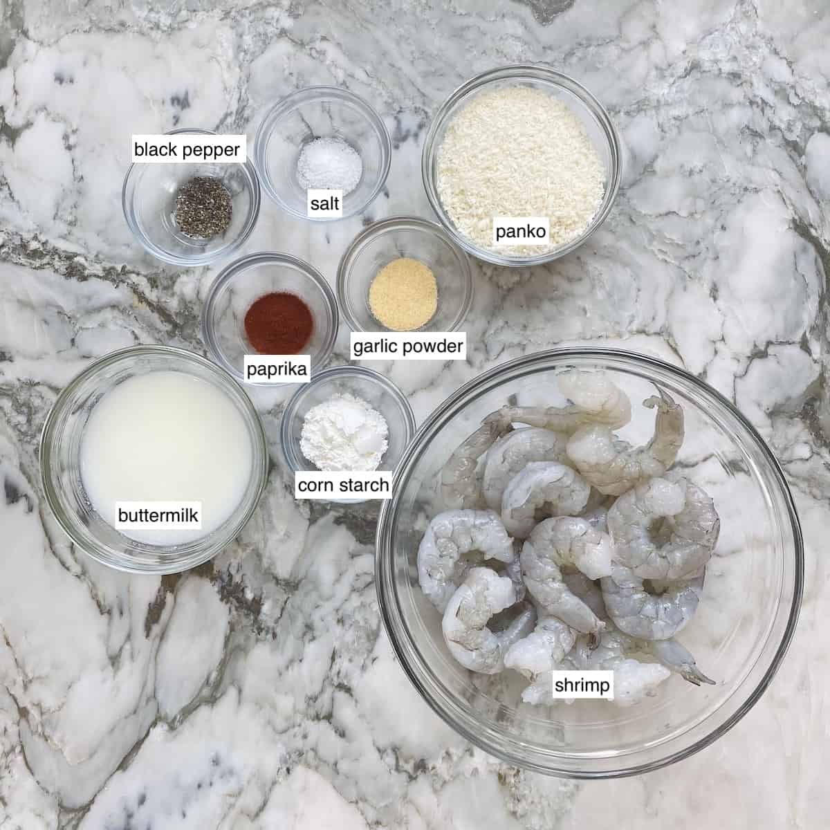 ingredients for air fried shrimp 