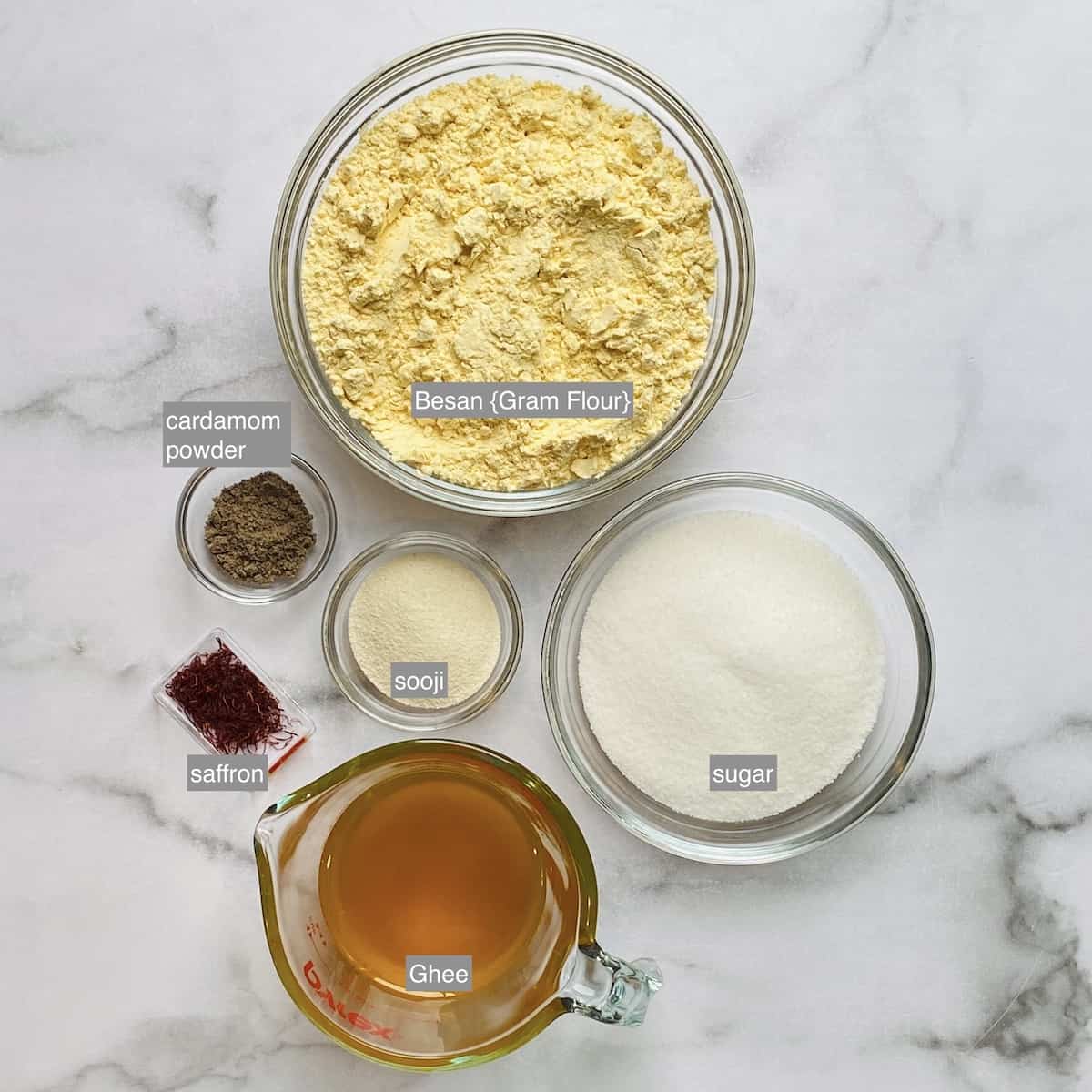 ingredients for besan burfi 