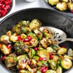 air fried brussels sprouts with balsamic and pomegranate