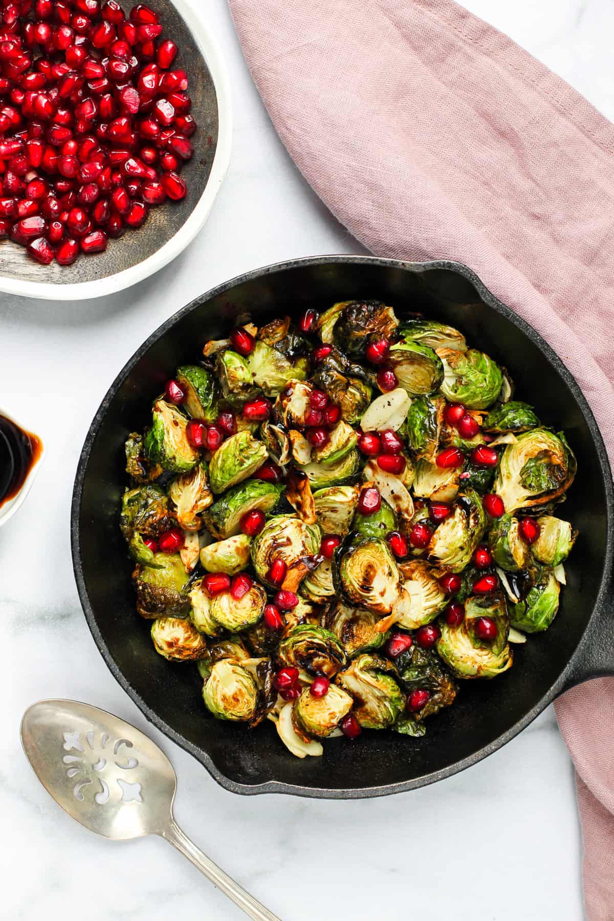 Brussels sprouts with balsamic and pomegranate seeds