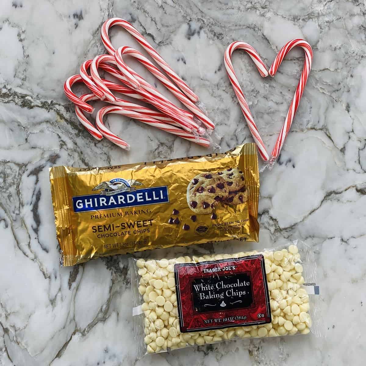 ingredients to make chocolate peppermint bark 