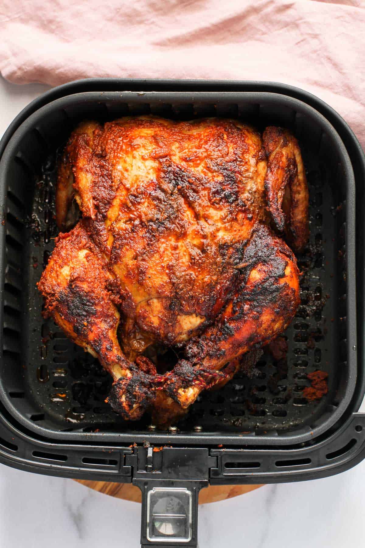 whole tandoori chicken in air fryer basket