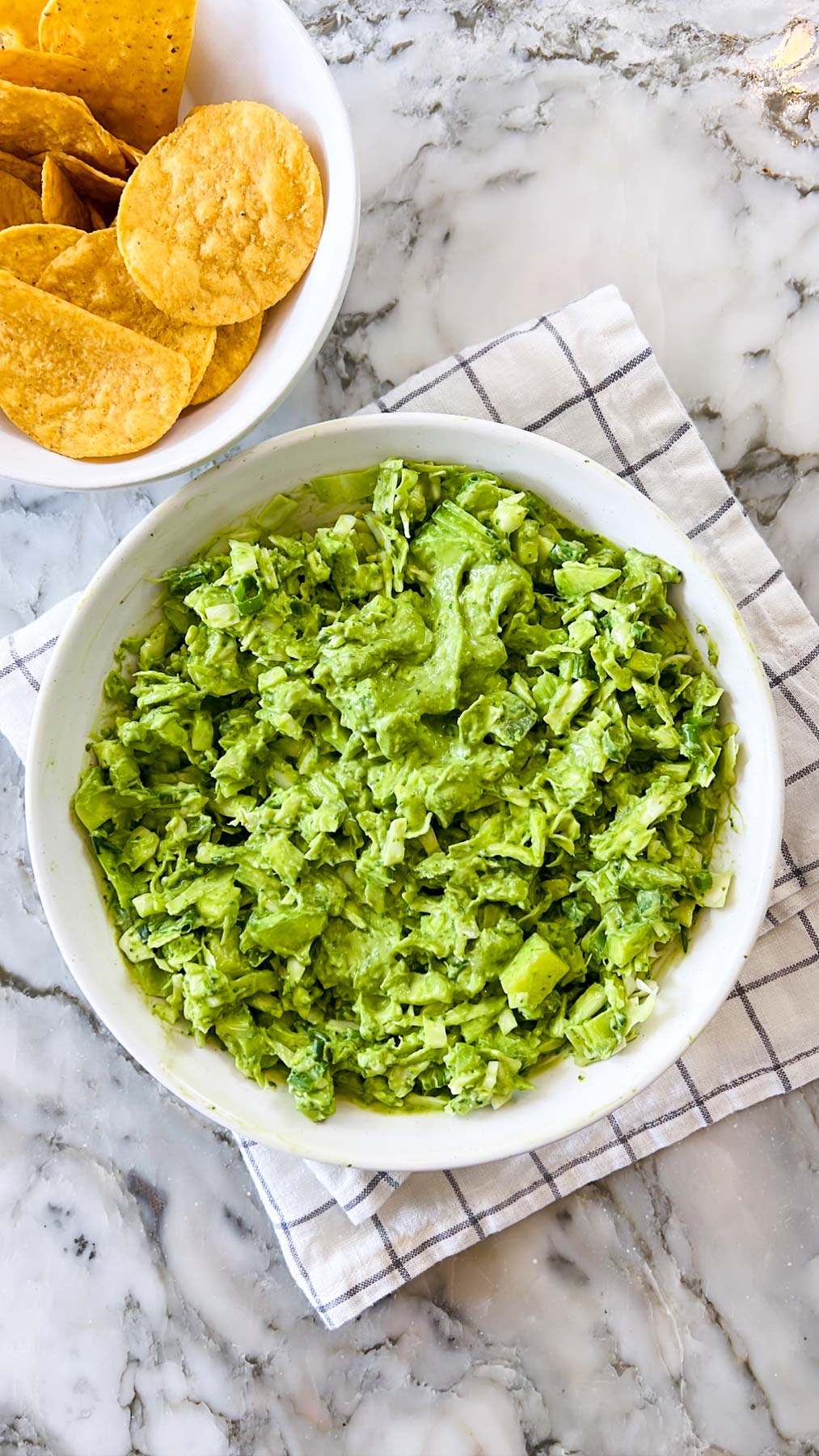 green goddess salad served with tortillas chips 