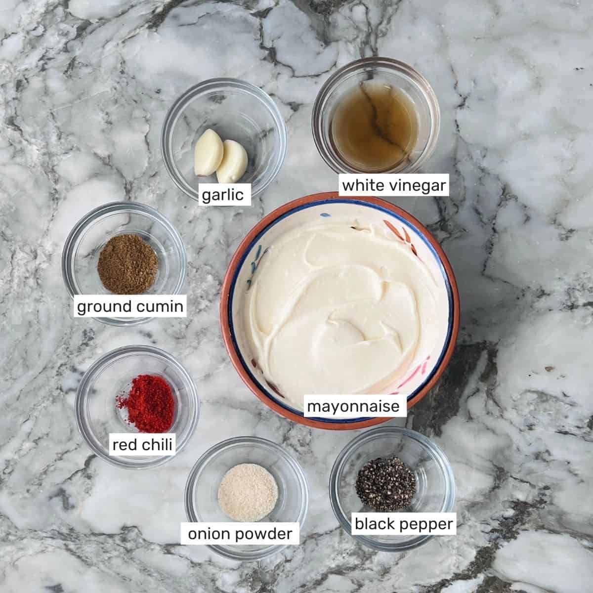 Ingredients to make baja sauce 