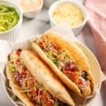 black bean chalupas served in a white bowl