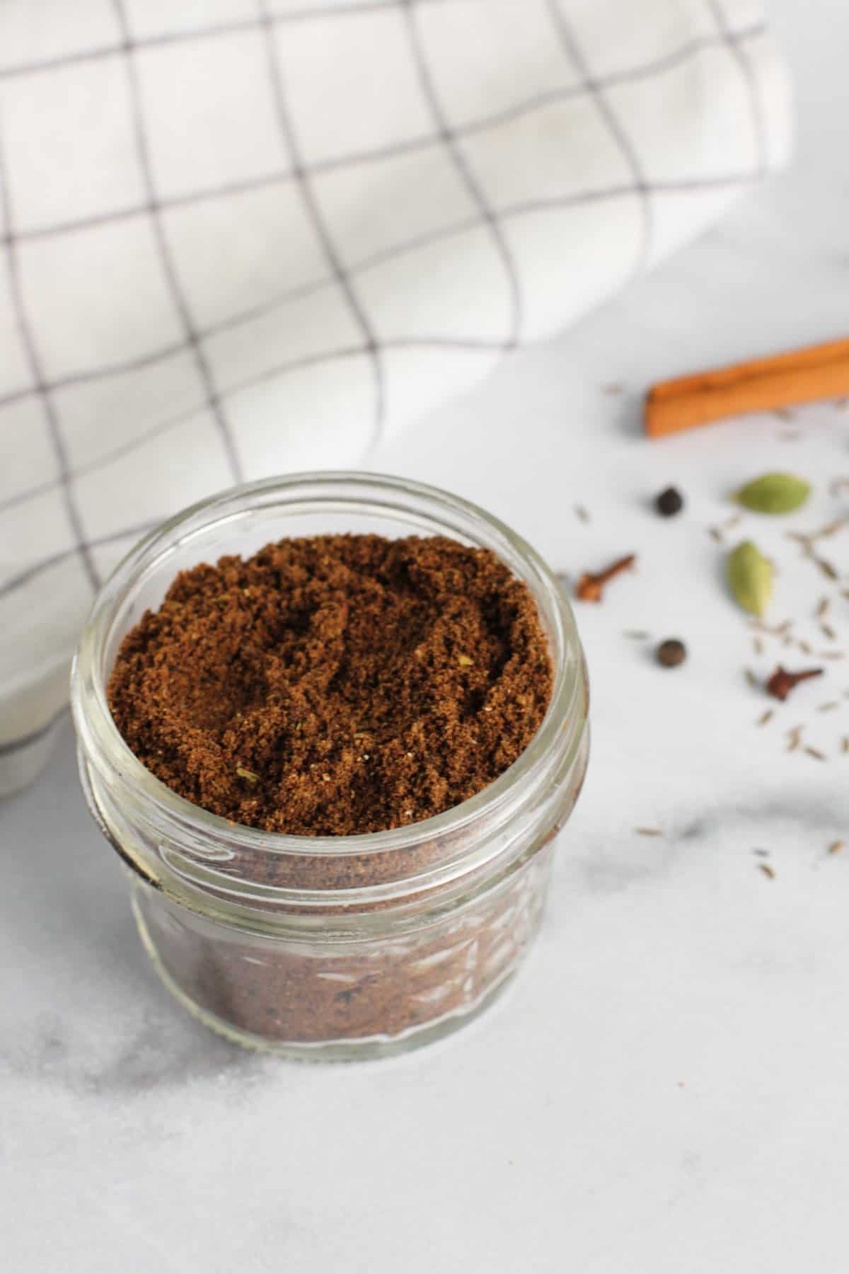 garam masala in a glass jar