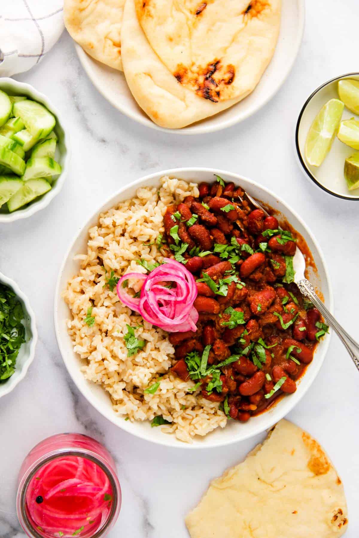 Rajma Curry served with brown rice and naan