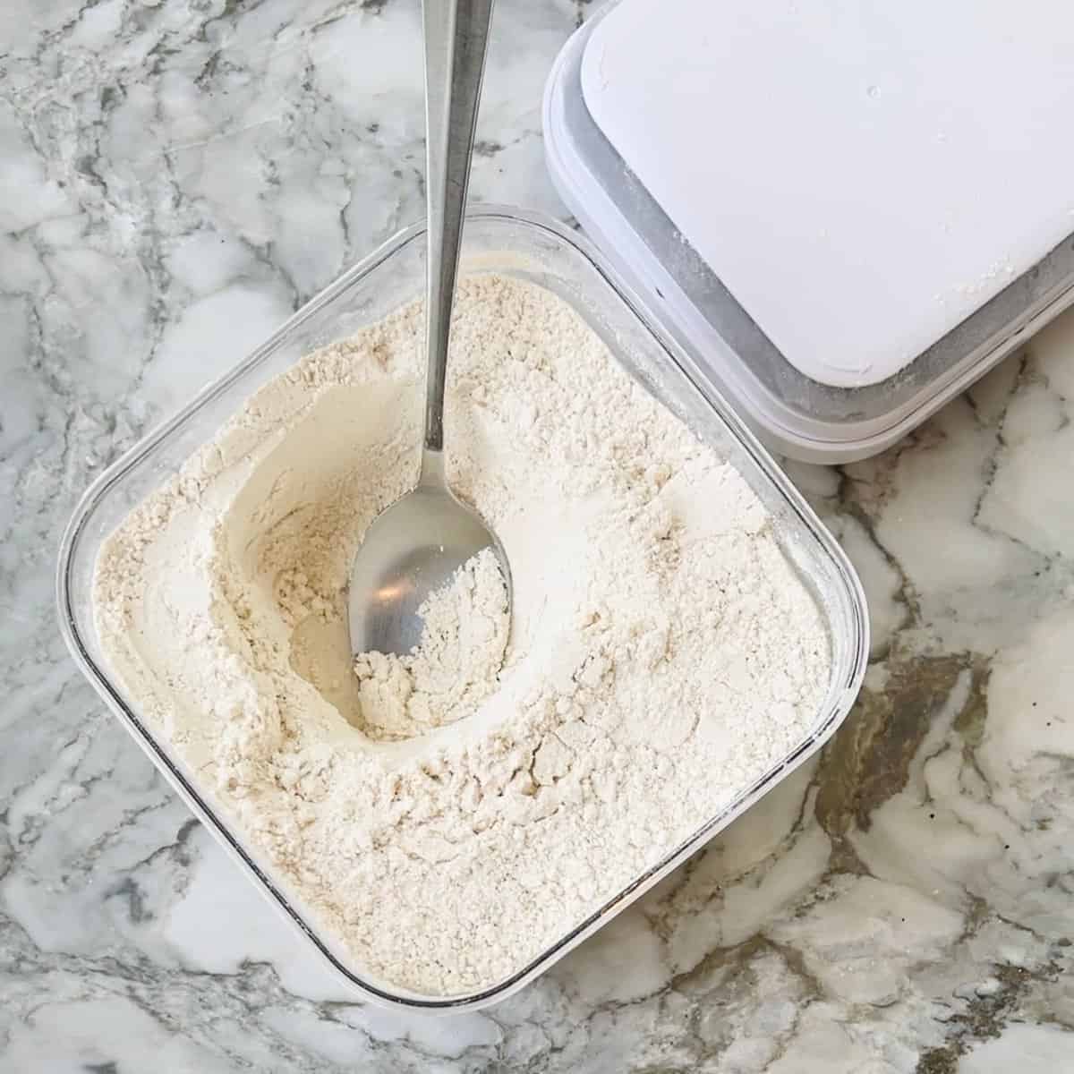 Sorghum flour in a container
