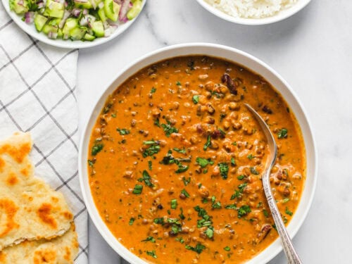 dal makhani in a bowl with rice