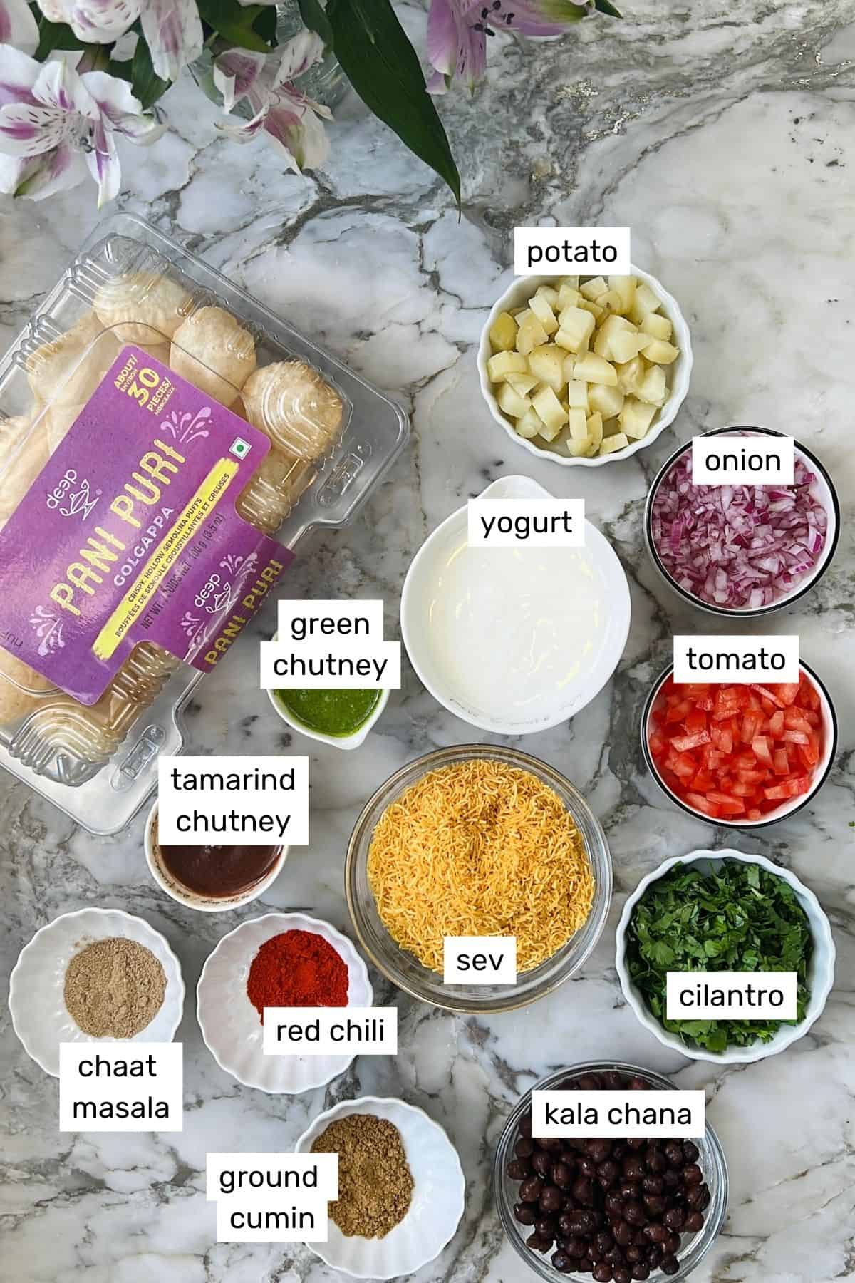 ingredients to make dahi batata puri 
