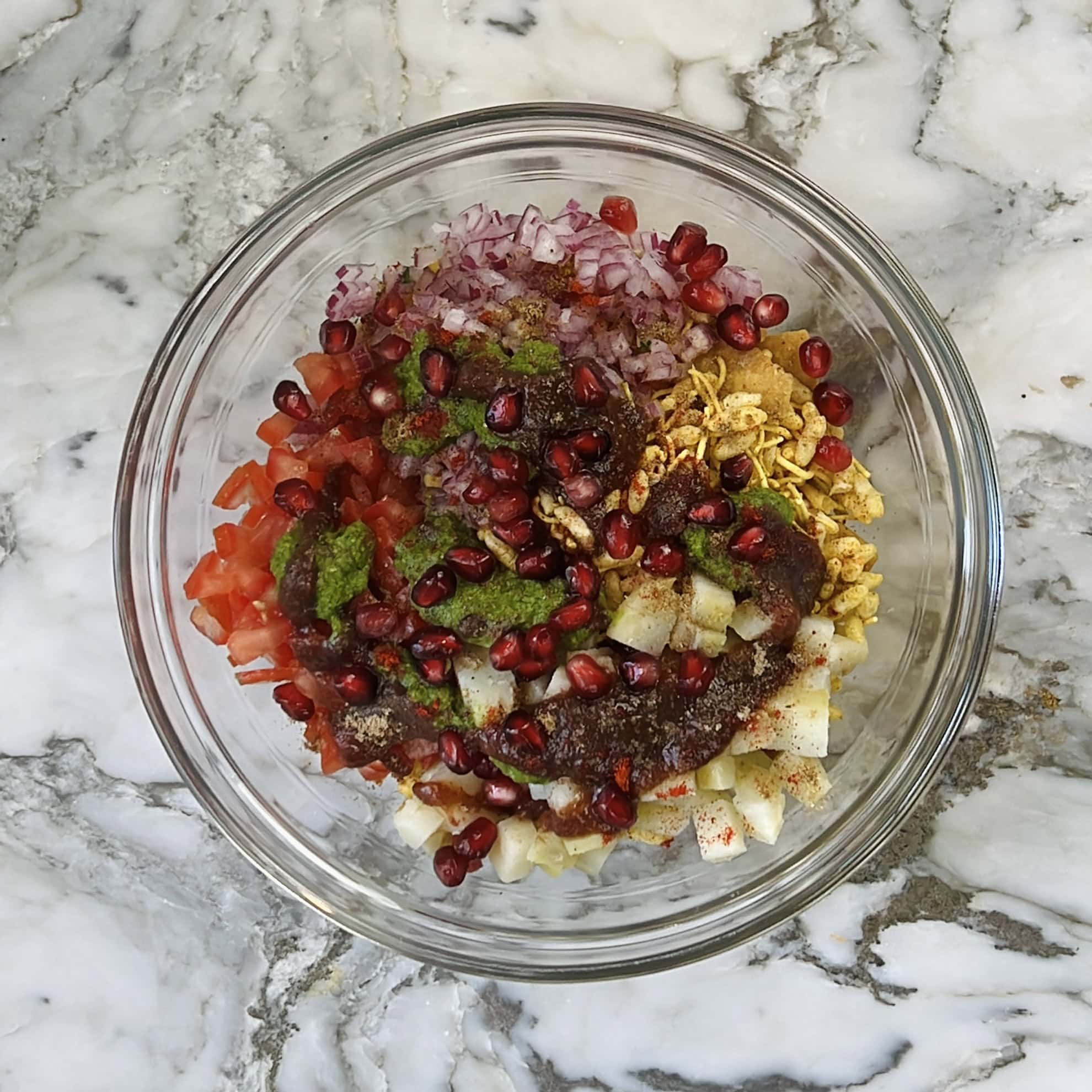 pomegranted added to bhel mix.