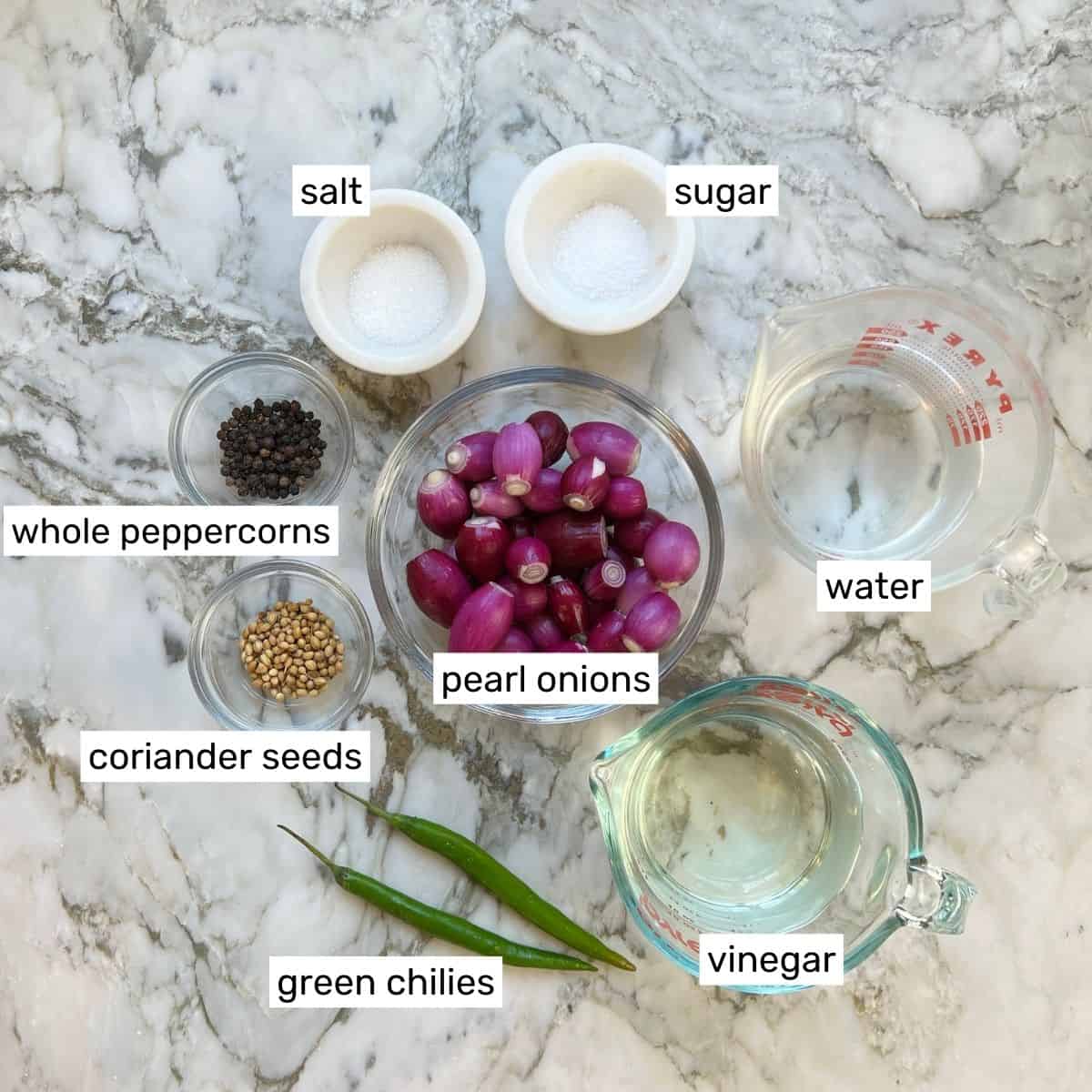 ingredients to make pickled pearl onions 