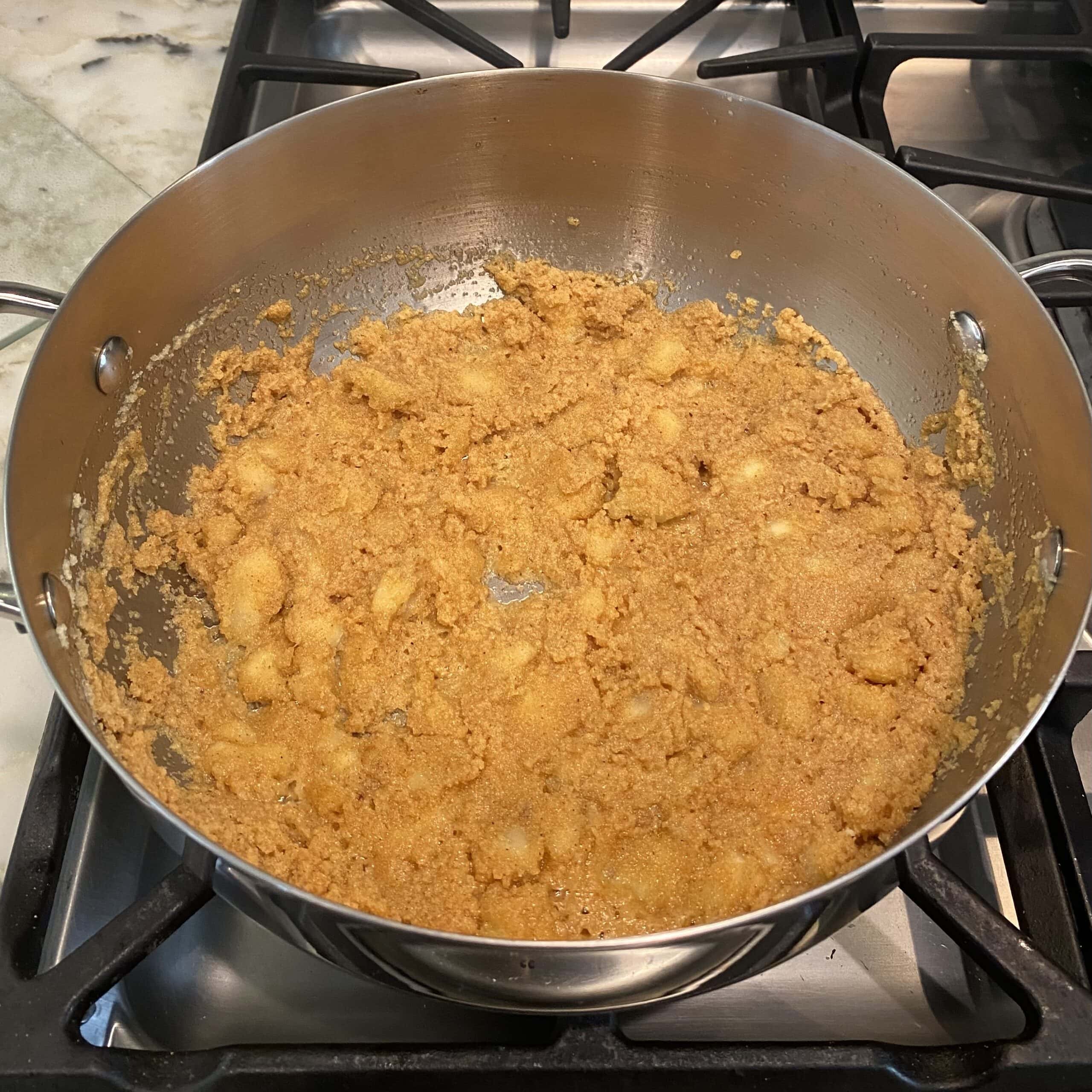 banana mixed in roasted sooji.