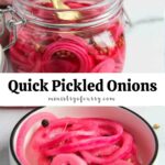 Pinterest pin for pickled onions photo collage.