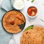 Aloo Parathas served with pickles