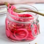 pickled onions in a glass jar