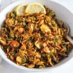 crispy shaved Brussles sprouts in a bowl