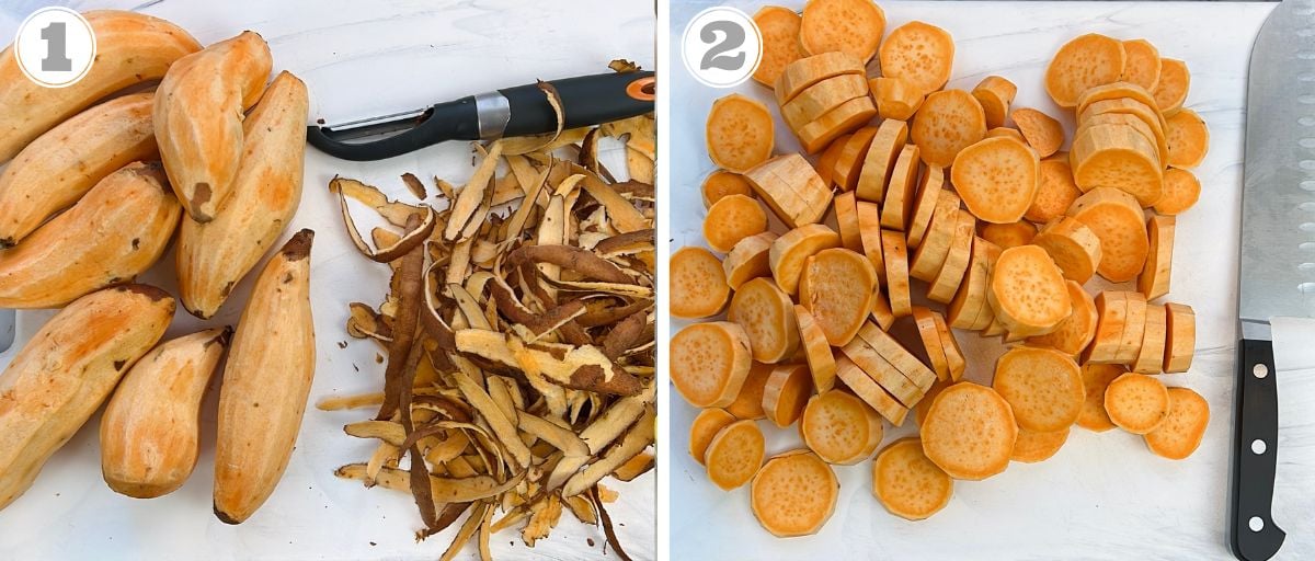 peeled and sliced sweet potatoes 