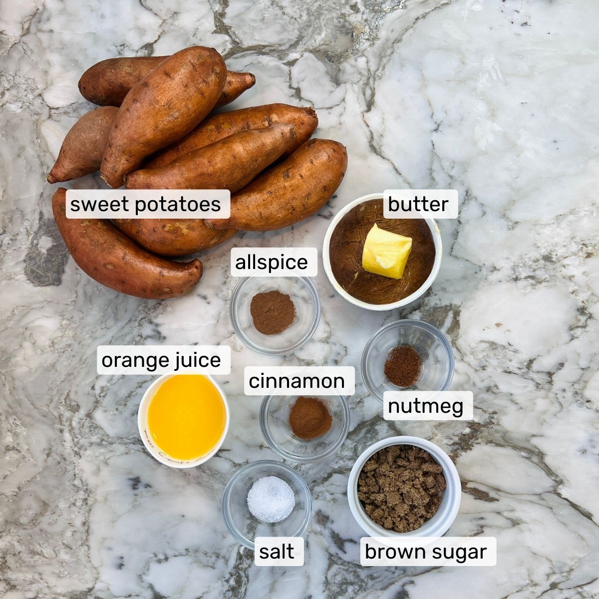 ingredients for sweet potato casserole