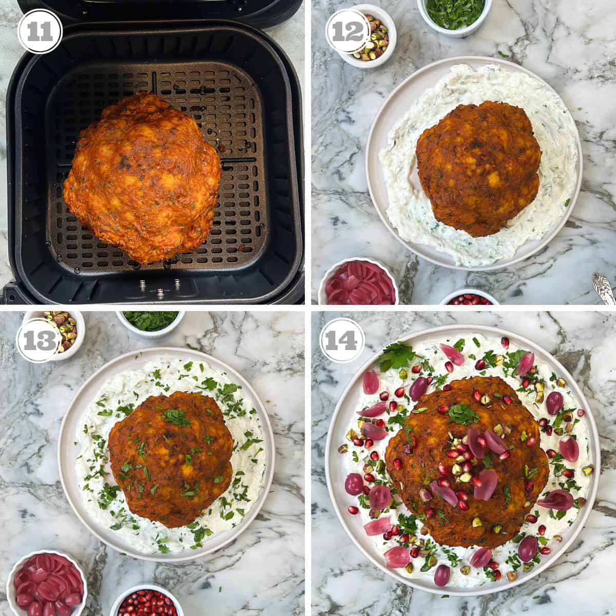photos elevan through fourteen showing how to roast and serve tandoori cauliflower