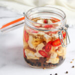 pickled cauliflower in a glass jar