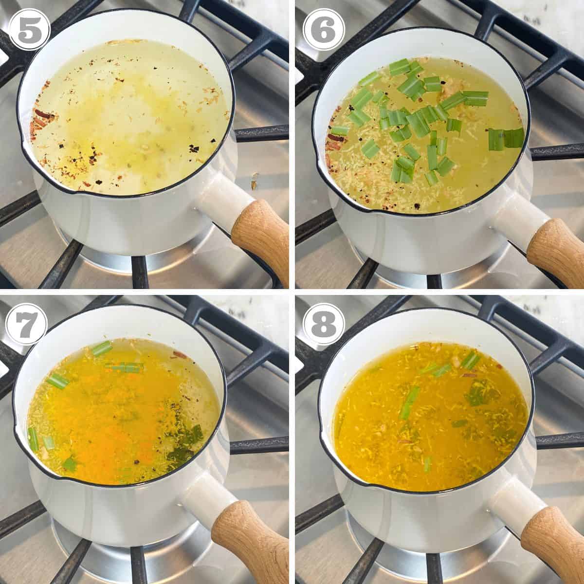 photos five through eight showing  ayurvedic kadha with turmeric 