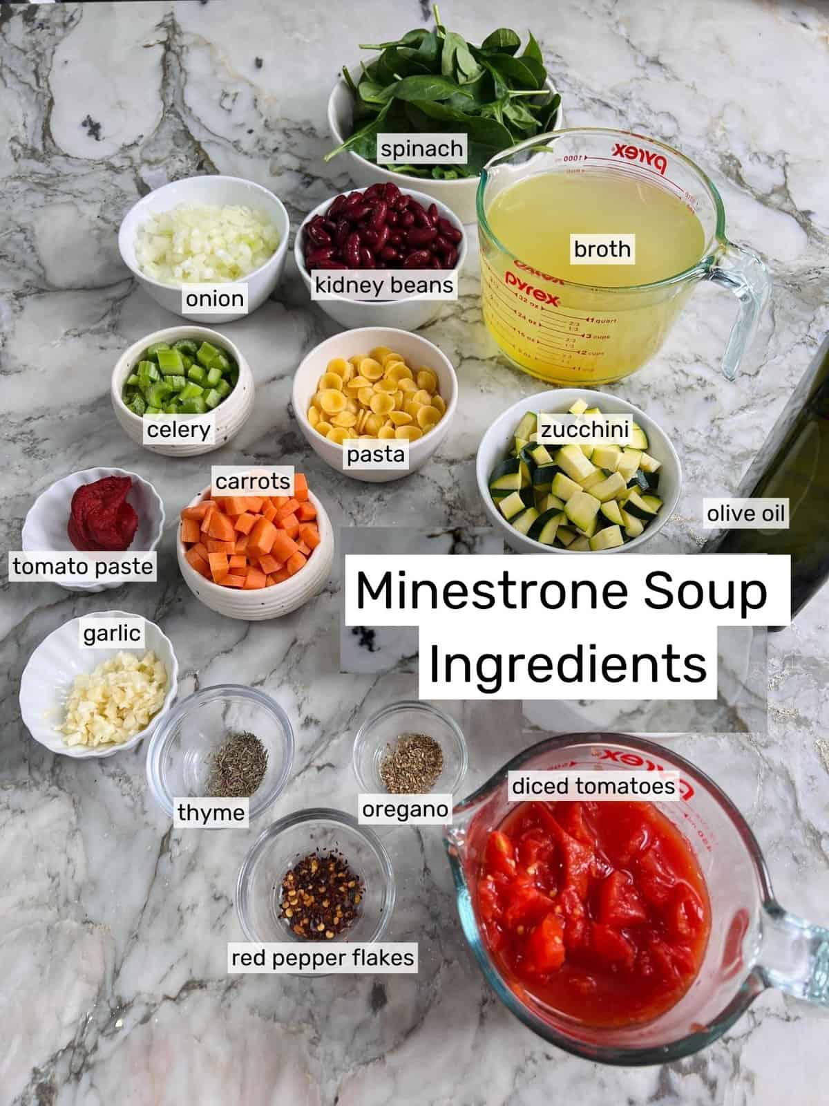 ingredients for minestrone soup 