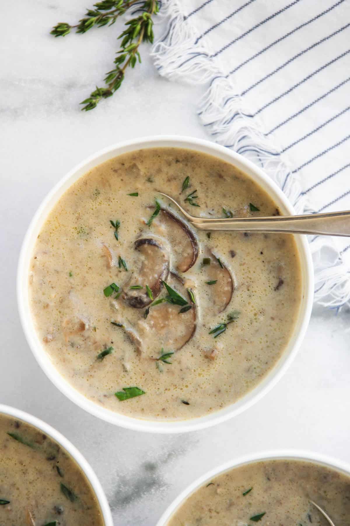mushroom soup served in a bowl 