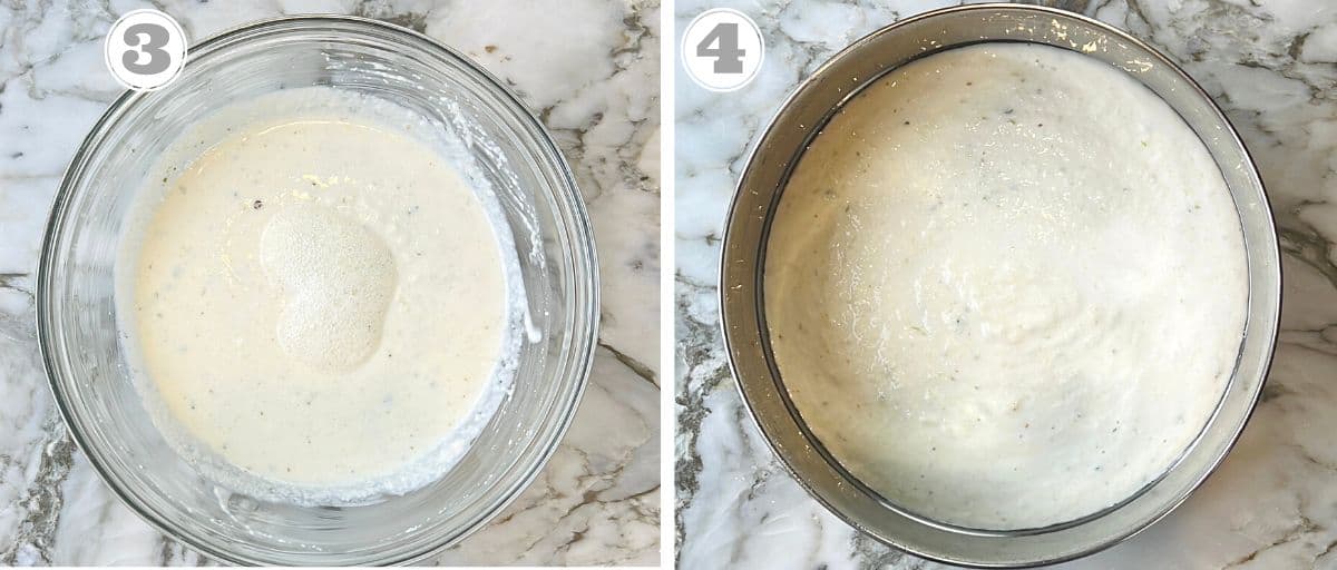 photos three and four showing prepared dhokla batter 