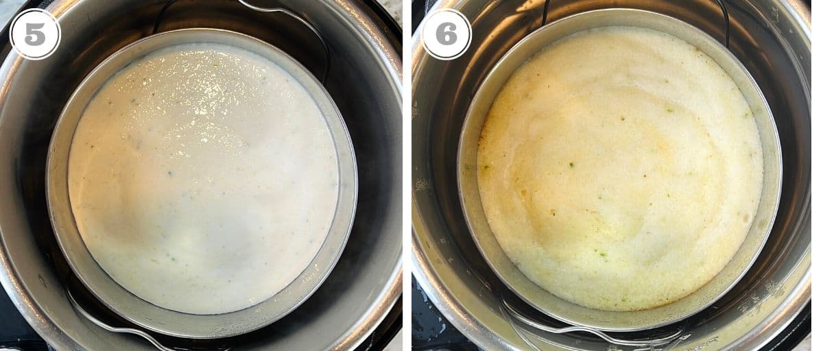 photos five and six showing steaming dhokla 