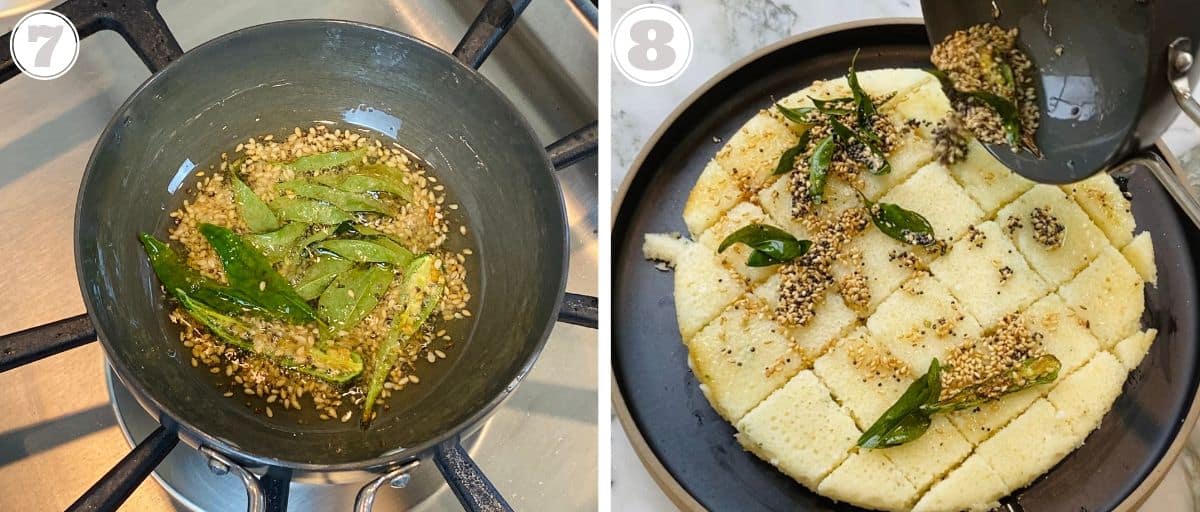 photos seven and eight showing tempering for tadka 