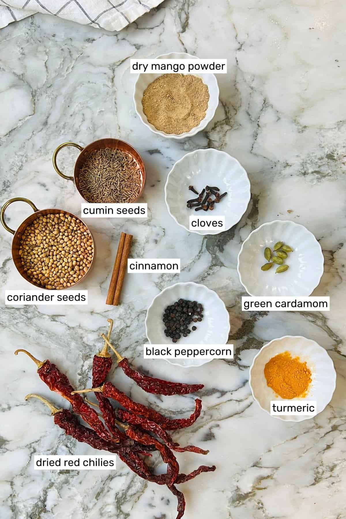 ingredients to make chana masala powder 
