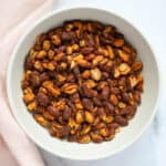 roasted kidney beans served in a white bowl