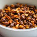 crispy "popcorn" beans in a white bowl