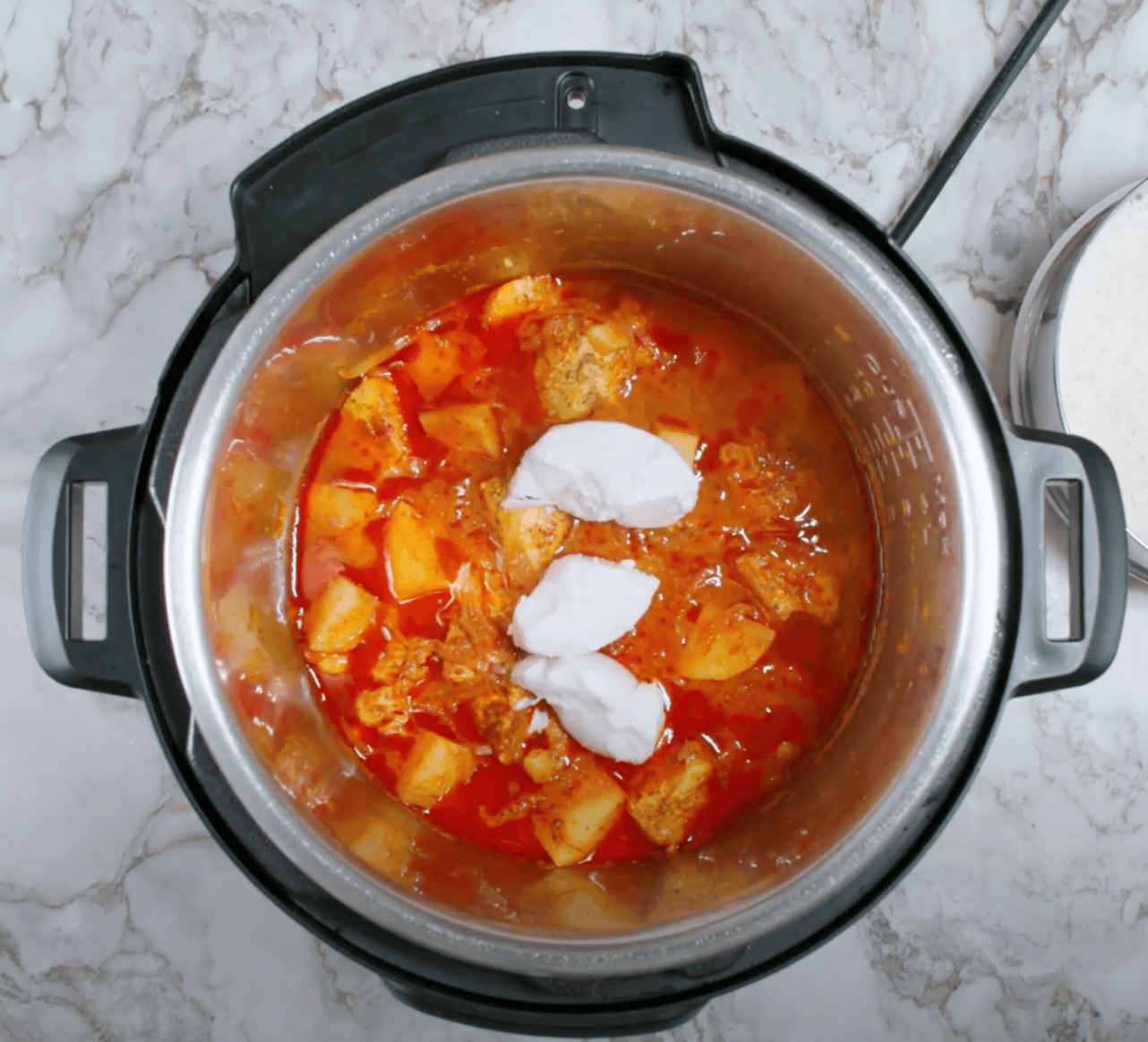 coconut cream added to massaman curry.
