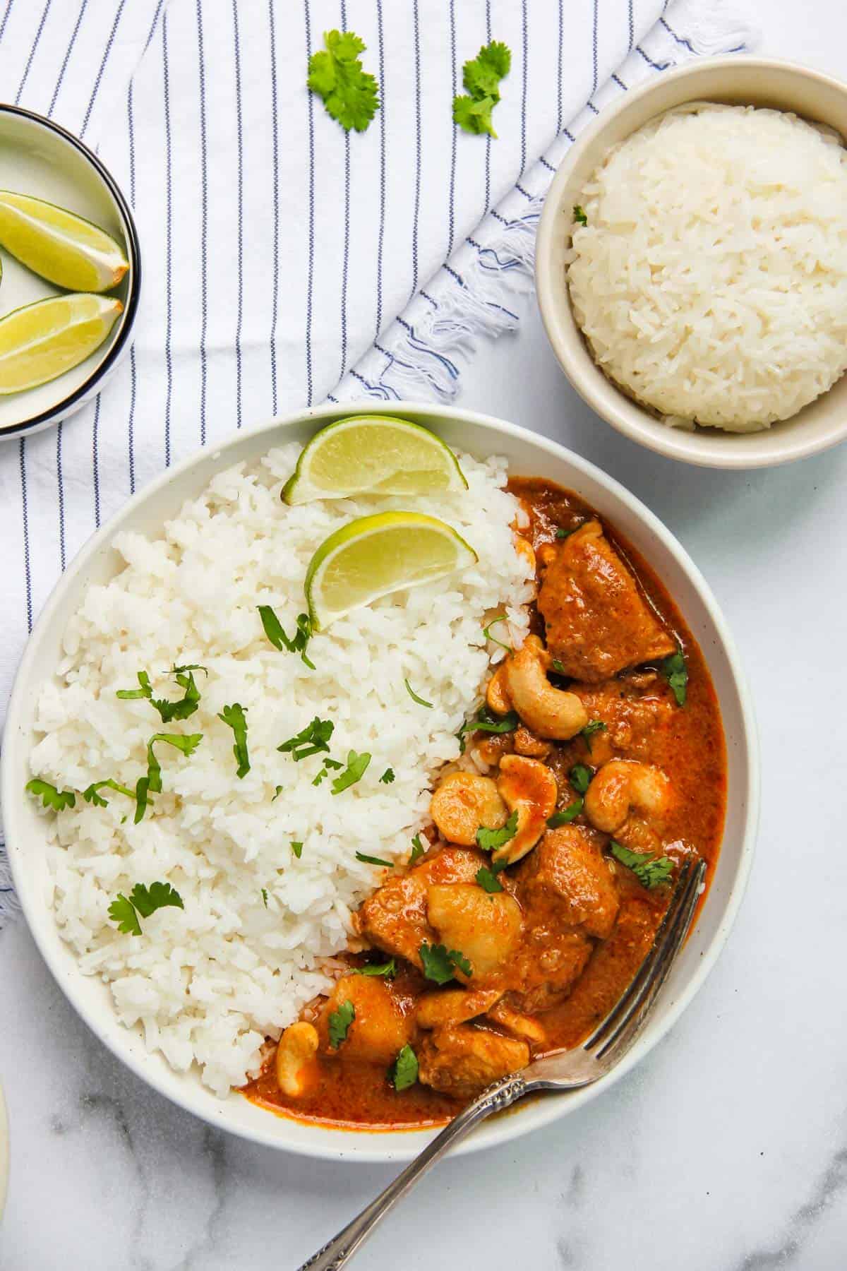 Massaman curry served with rice
