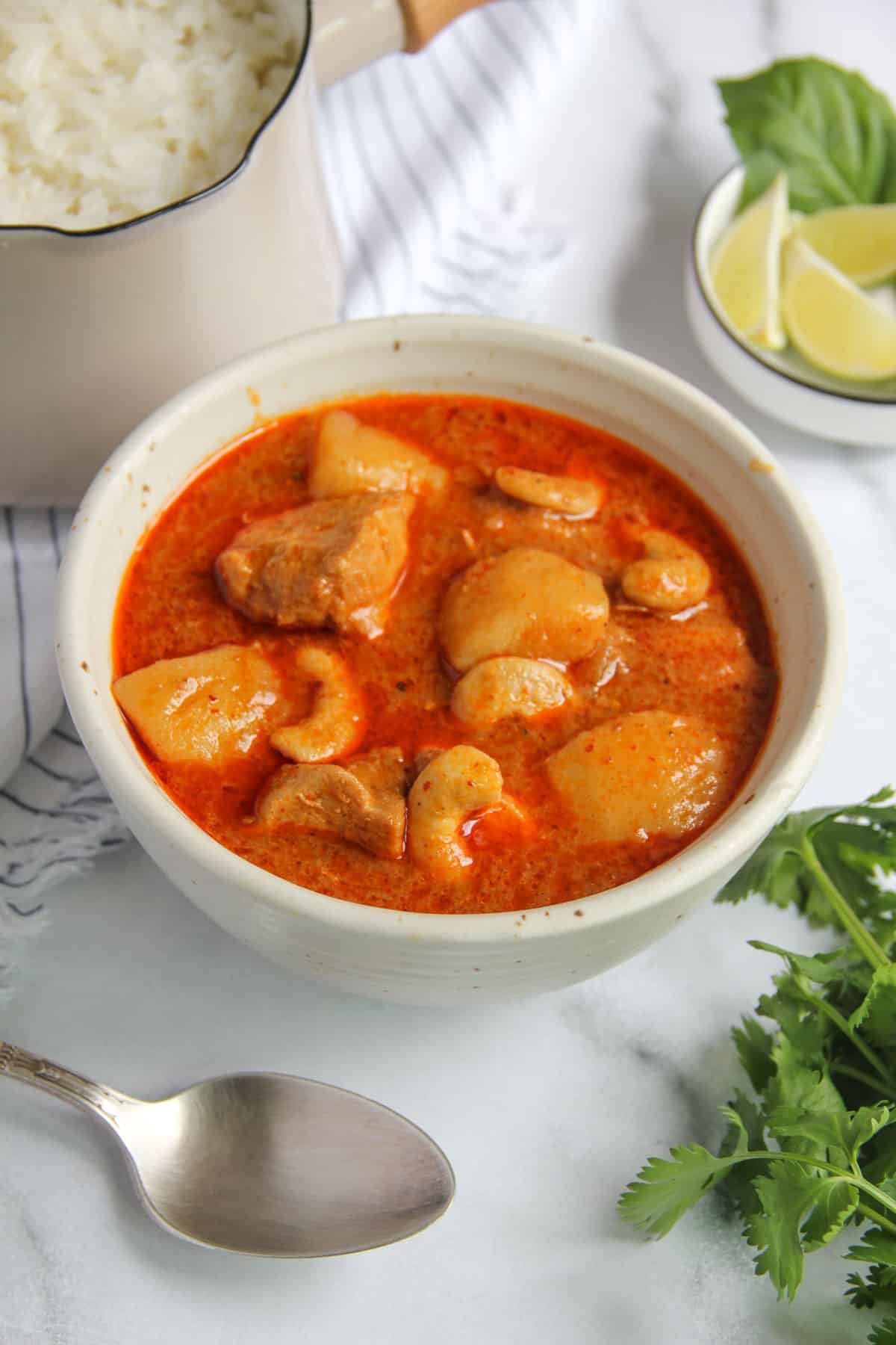 Thai massaman curry in a bowl