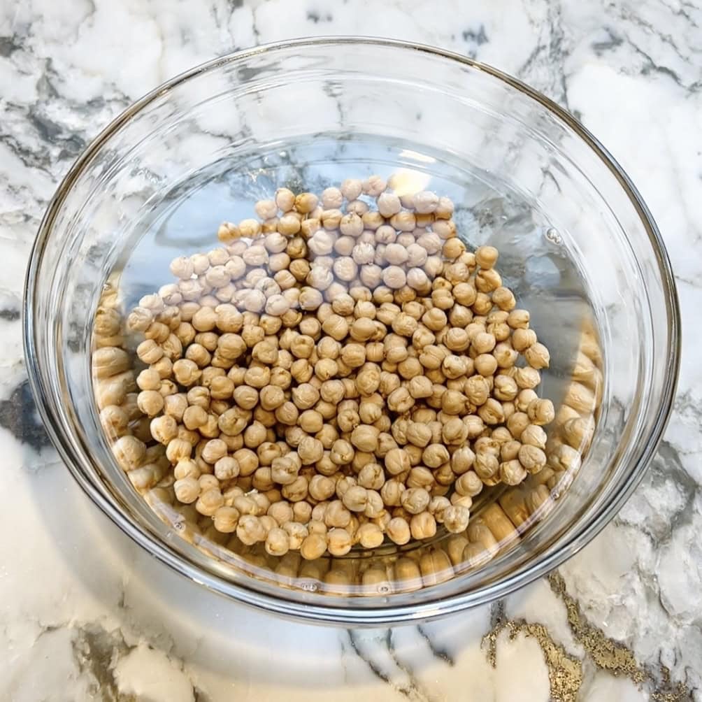 chickpeas soaking in water 