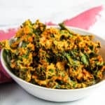 kale chips in a white bowl